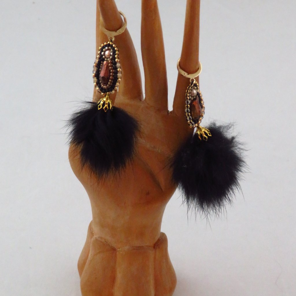 Rabbit Fur Earrings Handmade